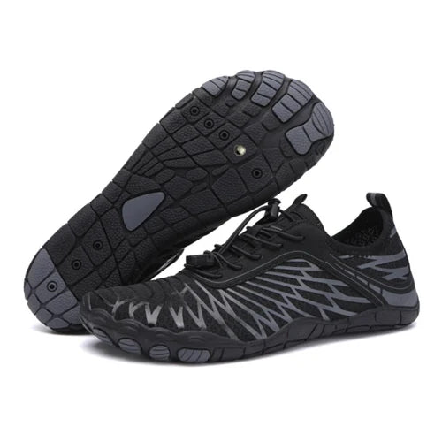 Men's Black Barefoot Shoes with Elastic Rubber Sole for Natural Walking Experience
