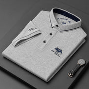 Men's Classic Fit Polo Shirt in Blue – Comfortable Cotton Casual Wear Size L