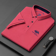 Men's Classic Fit Polo Shirt in Blue – Comfortable Cotton Casual Wear Size L