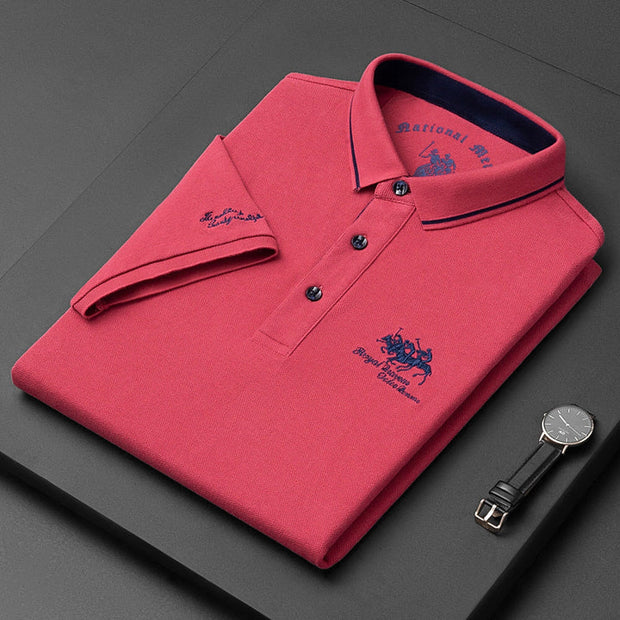 Men's Classic Fit Polo Shirt in Blue – Comfortable Cotton Casual Wear Size L