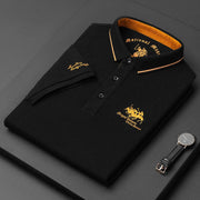 Men's Classic Fit Polo Shirt in Blue – Comfortable Cotton Casual Wear Size L