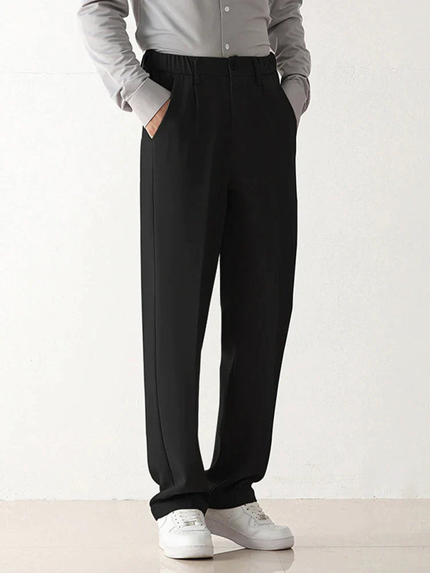 Men's Dress Pants Black Size L Polyester Blend 5