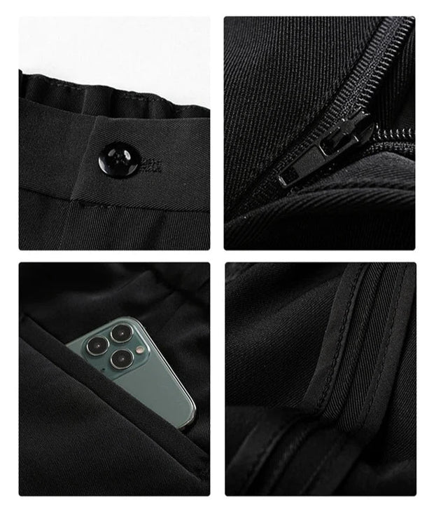 Men's Dress Pants Black Size L Polyester Blend 6