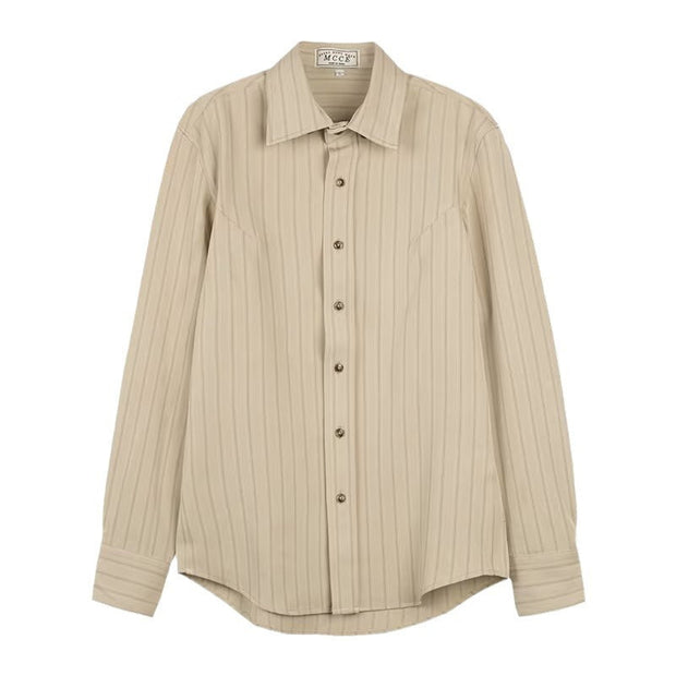 Men's Dress Shirt with Classic Stripe Design – Modern Fit, Structured Point Collar, Versatile Style for Casual and Formal Wear