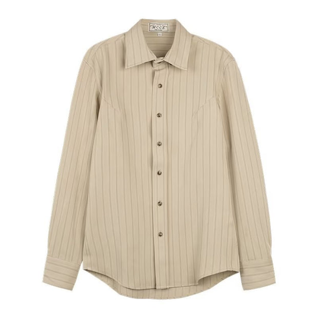 Men's Dress Shirt with Classic Stripe Design – Modern Fit, Structured Point Collar, Versatile Style for Casual and Formal Wear
