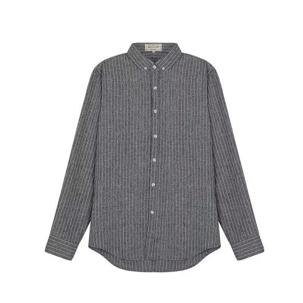 Men's Dress Shirt with Classic Stripe Design – Modern Fit, Structured Point Collar, Versatile Style for Casual and Formal Wear
