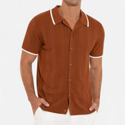 Men's Knitted Polo Shirt, Lightweight Comfort with Tailored Collar, Versatile Button-Up Design for Smart-Casual Wear