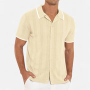 Men's Knitted Polo Shirt, Lightweight Comfort with Tailored Collar, Versatile Button-Up Design for Smart-Casual Wear