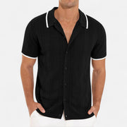 Men's Knitted Polo Shirt, Lightweight Comfort with Tailored Collar, Versatile Button-Up Design for Smart-Casual Wear