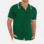 Men's Knitted Polo Shirt, Lightweight Comfort with Tailored Collar, Versatile Button-Up Design for Smart-Casual Wear