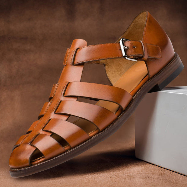 Men's Leather Sandals Brown Size 10 Premium 2