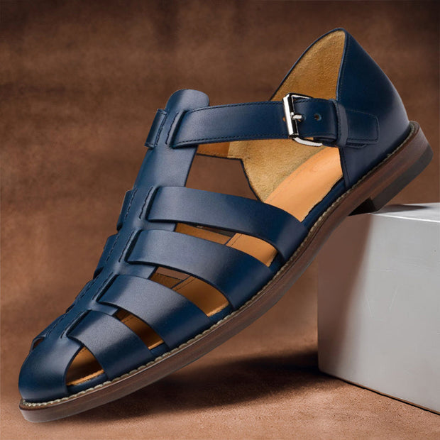 Men's Leather Sandals Brown Size 10 Premium 4