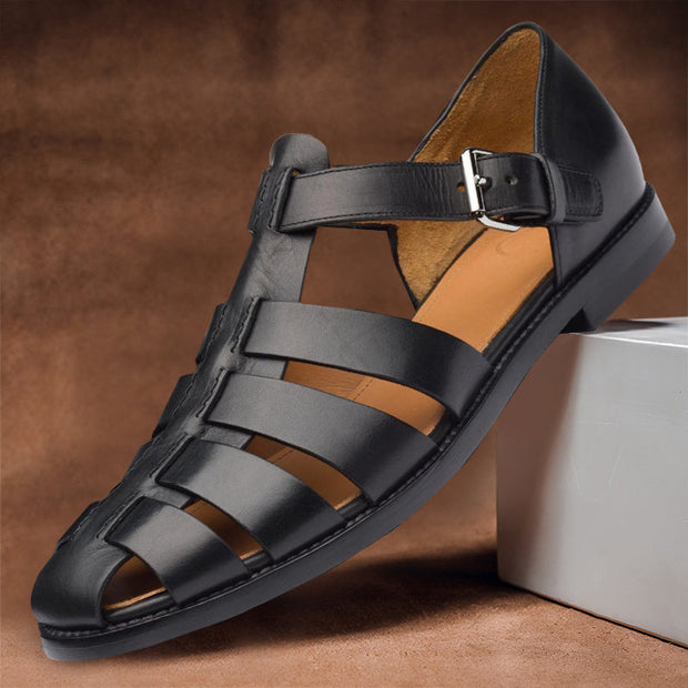 Men's Leather Sandals Brown Size 10 Premium 5