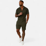 Men's Leisure Set - Soft Touch Fabric, Modern Tailoring, Relaxed Fit - Breathable Two-Piece Outfit for Everyday Style