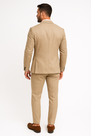 Men's Light Grey Linen Suit - Slim Fit Two-Piece Set for Formal and Smart-Casual Events