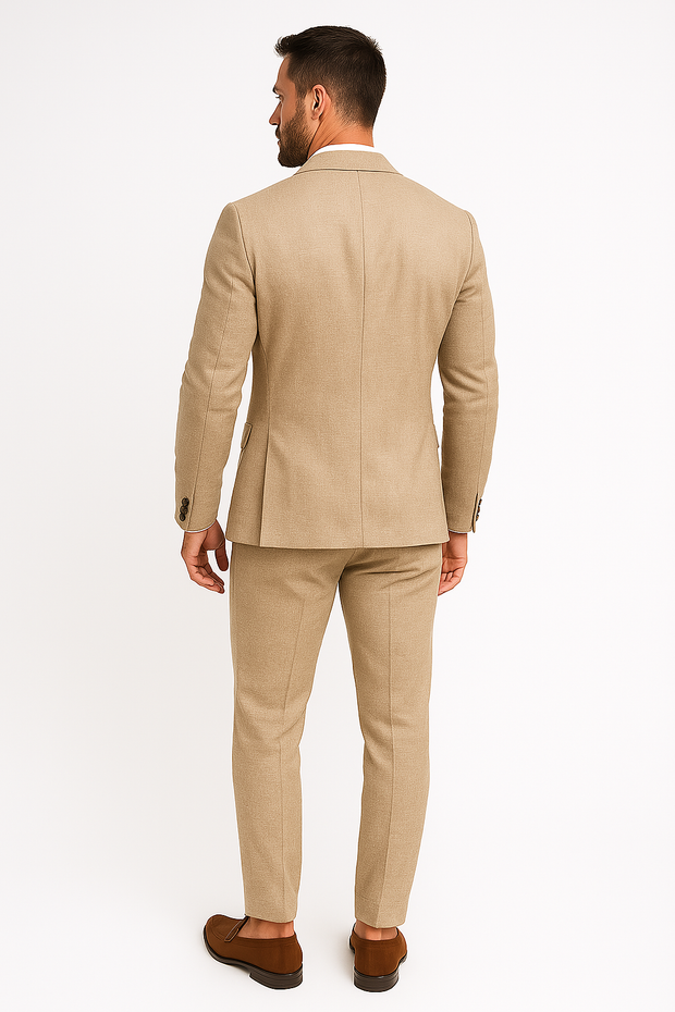 Men's Light Grey Linen Suit - Slim Fit Two-Piece Set for Formal and Smart-Casual Events