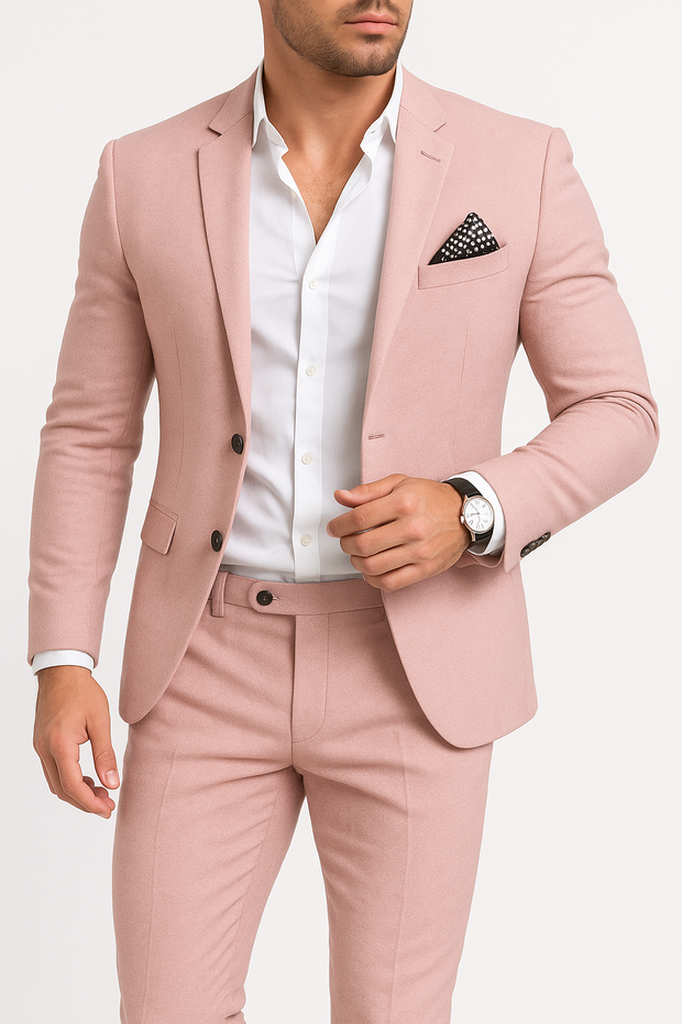 Men's Light Grey Linen Suit - Slim Fit Two-Piece Set for Formal and Smart-Casual Events
