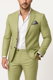 Men's Light Grey Linen Suit - Slim Fit Two-Piece Set for Formal and Smart-Casual Events