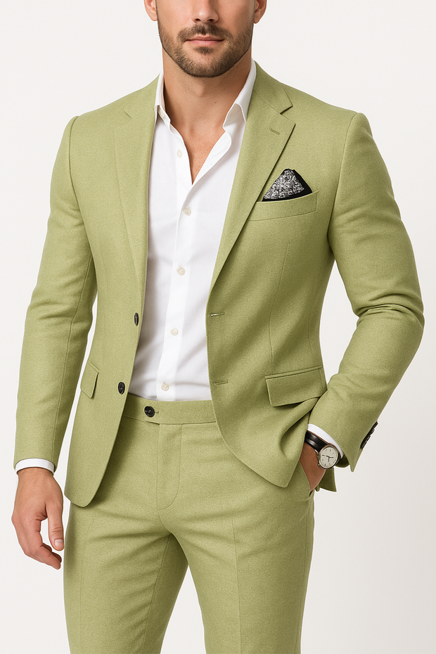 Men's Light Grey Linen Suit - Slim Fit Two-Piece Set for Formal and Smart-Casual Events