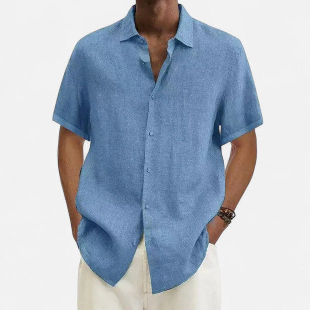 Men's Lightweight Cotton-Linen Shirt – Breathable Summer Style in Dark Gray, Dark Blue, Purple