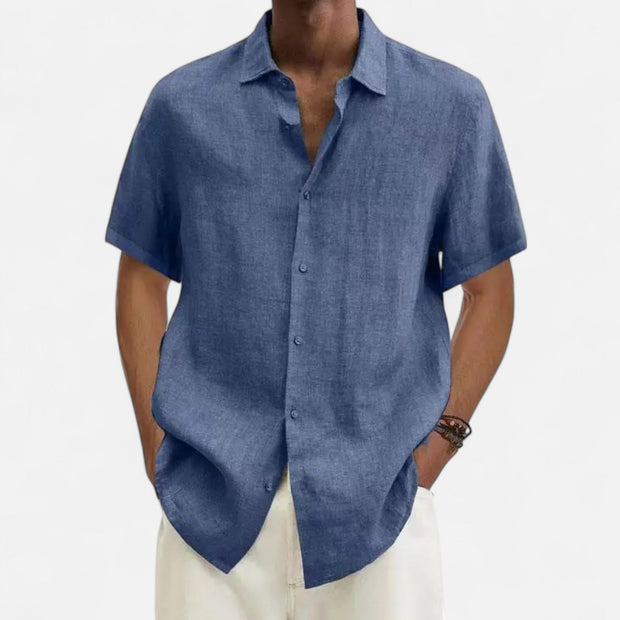Men's Lightweight Cotton-Linen Shirt – Breathable Summer Style in Dark Gray, Dark Blue, Purple