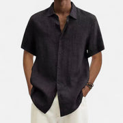 Men's Lightweight Cotton-Linen Shirt – Breathable Summer Style in Dark Gray, Dark Blue, Purple
