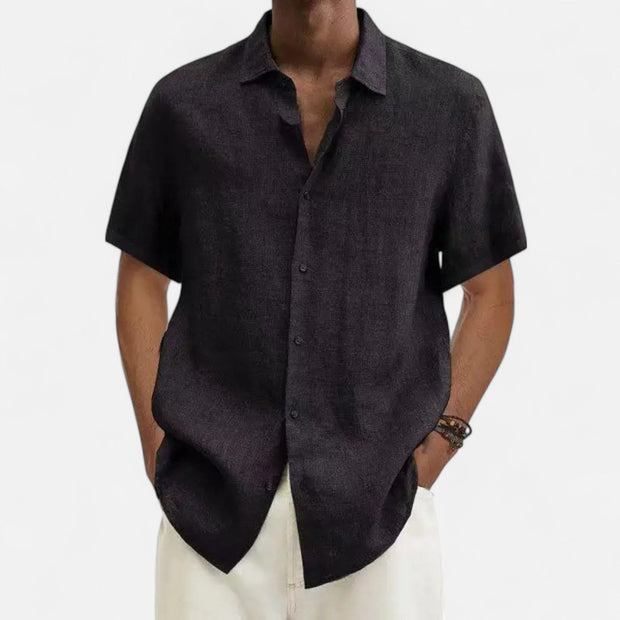 Men's Lightweight Cotton-Linen Shirt – Breathable Summer Style in Dark Gray, Dark Blue, Purple