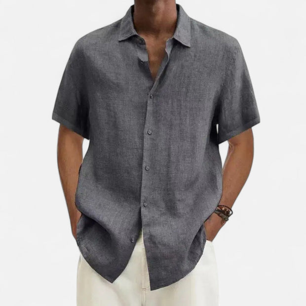Men's Lightweight Cotton-Linen Shirt – Breathable Summer Style in Dark Gray, Dark Blue, Purple