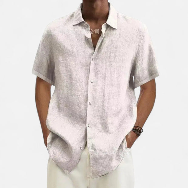 Men's Lightweight Cotton-Linen Shirt – Breathable Summer Style in Dark Gray, Dark Blue, Purple