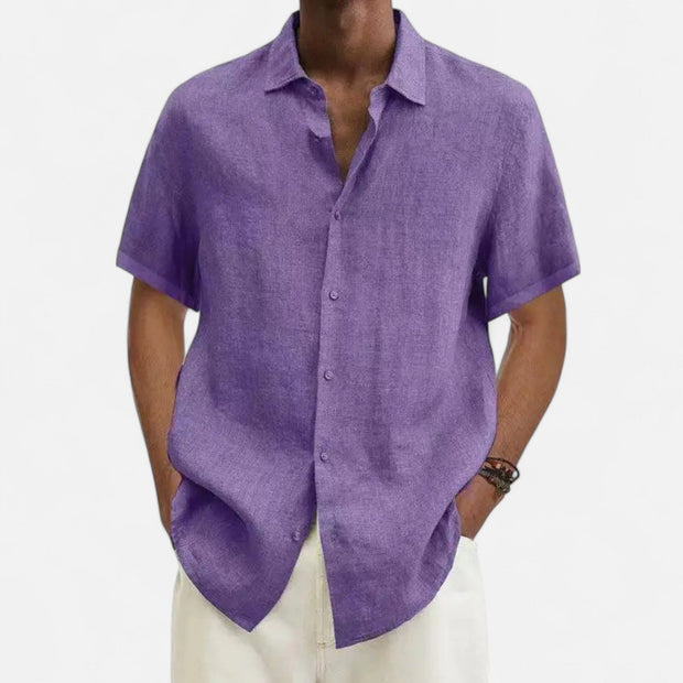 Men's Lightweight Cotton-Linen Shirt – Breathable Summer Style in Dark Gray, Dark Blue, Purple
