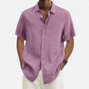 Men's Lightweight Cotton-Linen Shirt – Breathable Summer Style in Dark Gray, Dark Blue, Purple