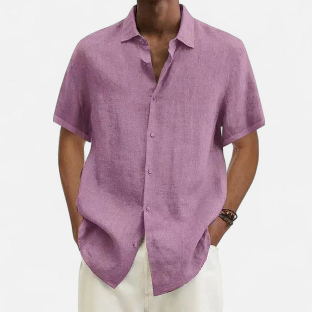 Men's Lightweight Cotton-Linen Shirt – Breathable Summer Style in Dark Gray, Dark Blue, Purple