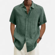 Men's Lightweight Cotton-Linen Shirt – Breathable Summer Style in Dark Gray, Dark Blue, Purple