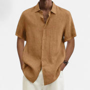 Men's Lightweight Cotton-Linen Shirt – Breathable Summer Style in Dark Gray, Dark Blue, Purple