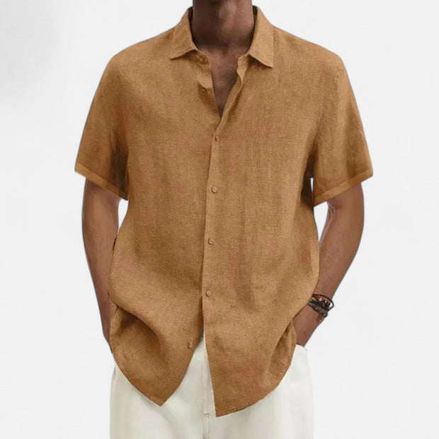 Men's Lightweight Cotton-Linen Shirt – Breathable Summer Style in Dark Gray, Dark Blue, Purple