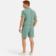 Men's Lightweight Summer Set with Relaxed-Fit Shirt and Tailored Shorts - Breathable Cotton/Linen Blend, Casual Style