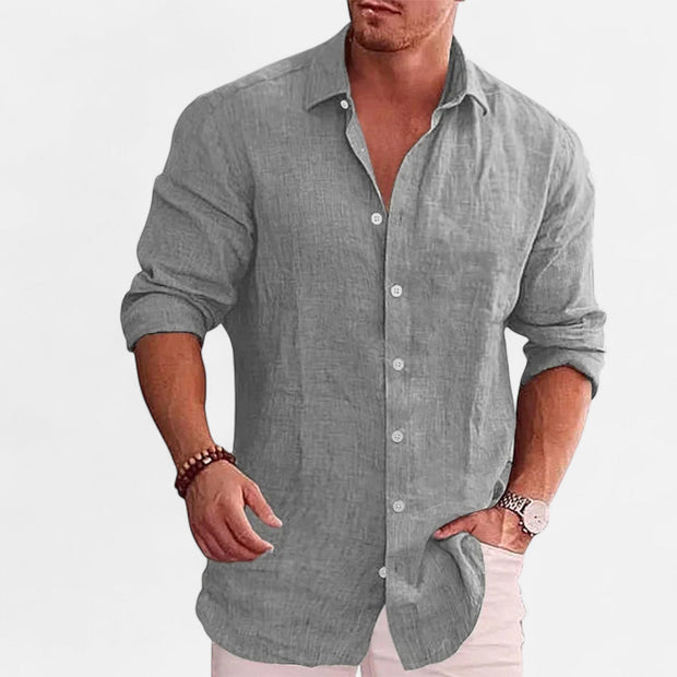Men's Linen Shirt - Breathable Lightweight Summer Essential for Casual and Smart-Casual Wear