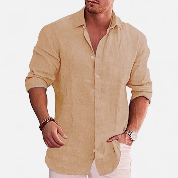 Men's Linen Shirt - Breathable Lightweight Summer Essential for Casual and Smart-Casual Wear