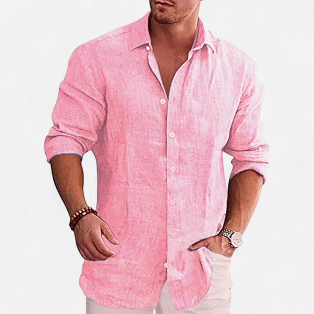 Men's Linen Shirt - Breathable Lightweight Summer Essential for Casual and Smart-Casual Wear