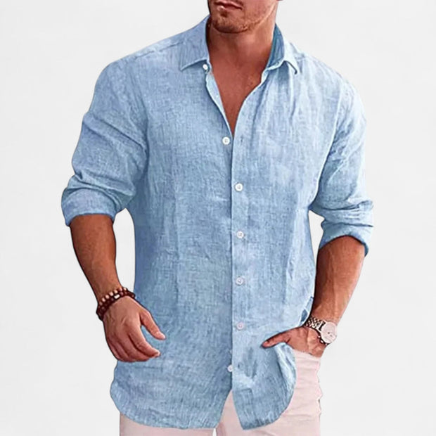 Men's Linen Shirt - Breathable Lightweight Summer Essential for Casual and Smart-Casual Wear