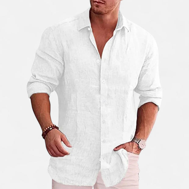 Men's Linen Shirt - Breathable Lightweight Summer Essential for Casual and Smart-Casual Wear