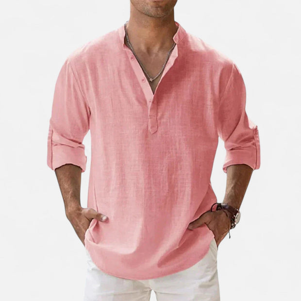 Men's Long Sleeve Linen Shirt – Lightweight, Breathable Fabric for Summer Comfort and Versatile Styling