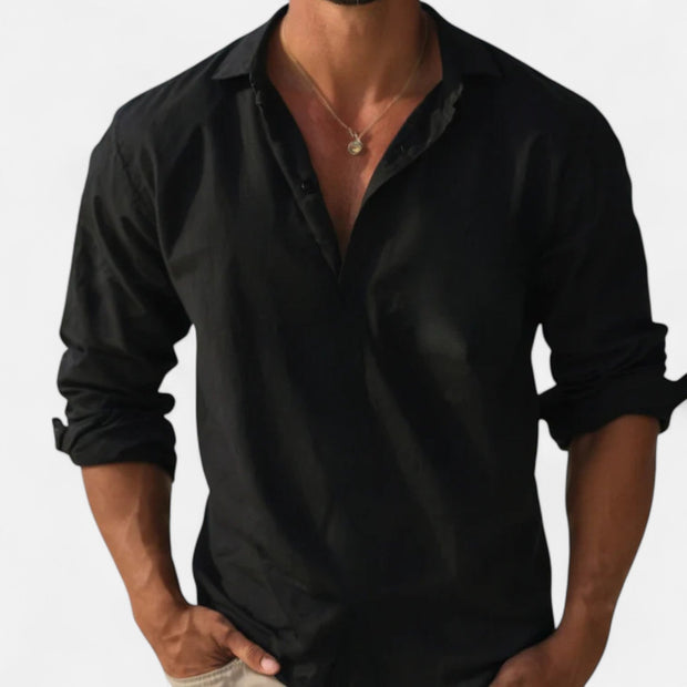 Men's Long Sleeve Linen Shirt – Lightweight, Breathable Fabric for Summer Comfort and Versatile Styling