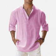 Men's Long Sleeve Linen Shirt – Lightweight, Breathable Fabric for Summer Comfort and Versatile Styling