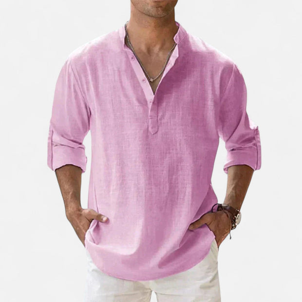 Men's Long Sleeve Linen Shirt – Lightweight, Breathable Fabric for Summer Comfort and Versatile Styling