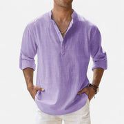 Men's Long Sleeve Linen Shirt – Lightweight, Breathable Fabric for Summer Comfort and Versatile Styling
