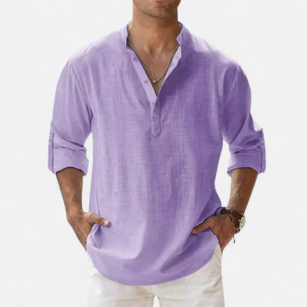 Men's Long Sleeve Linen Shirt – Lightweight, Breathable Fabric for Summer Comfort and Versatile Styling