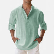 Men's Long Sleeve Linen Shirt – Lightweight, Breathable Fabric for Summer Comfort and Versatile Styling