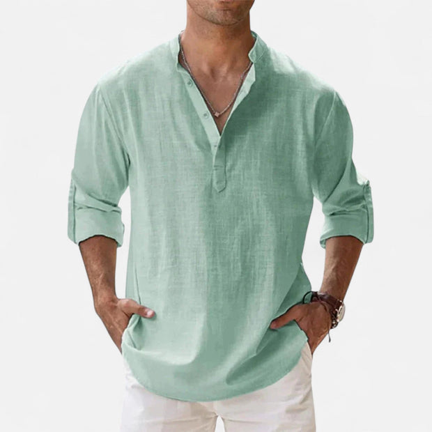 Men's Long Sleeve Linen Shirt – Lightweight, Breathable Fabric for Summer Comfort and Versatile Styling