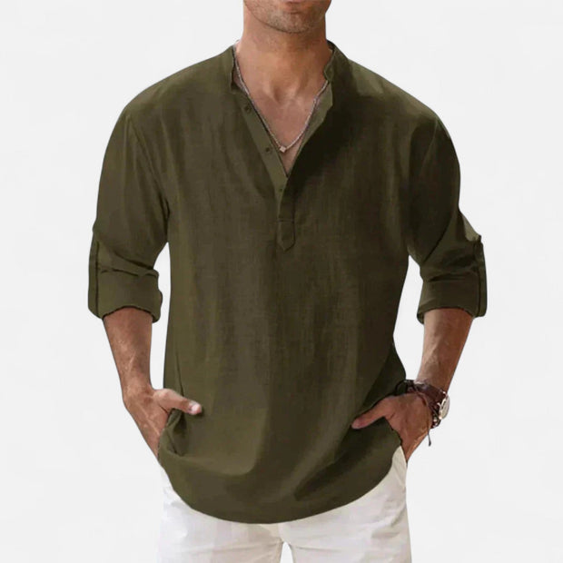 Men's Long Sleeve Linen Shirt – Lightweight, Breathable Fabric for Summer Comfort and Versatile Styling